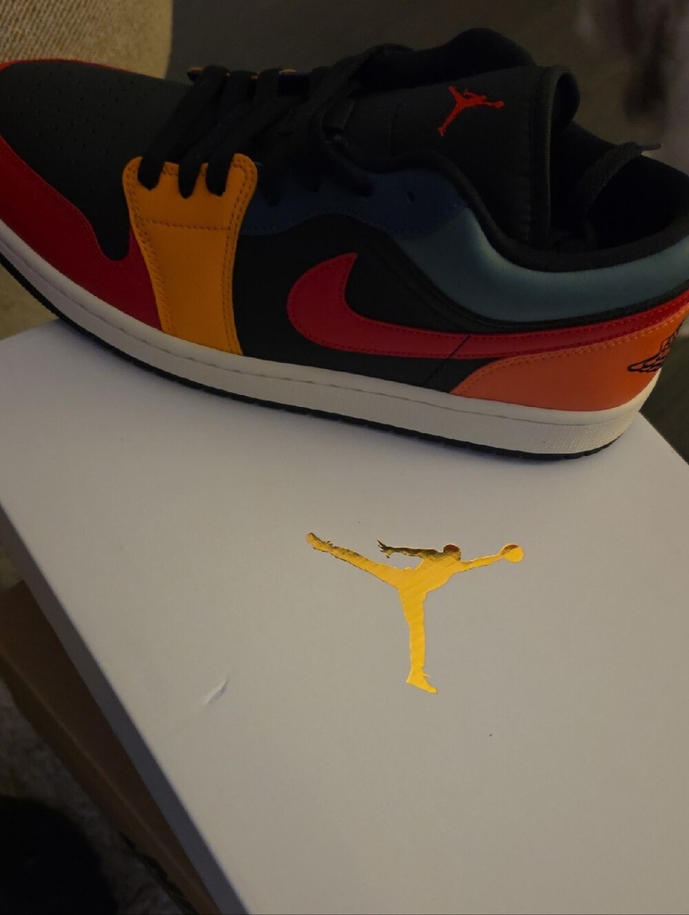 Jordan Low Top Sneakers in Black, Red, Orange, Yellow
